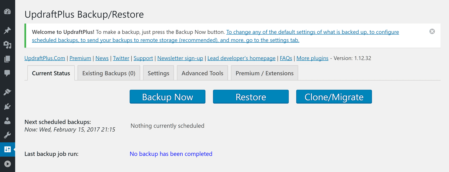 Configuración de plugin de copia de seguridad en WordPress