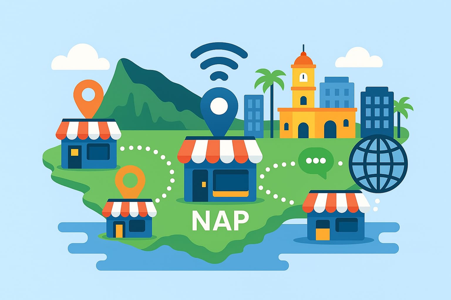 Ilustración de negocios locales de Algeciras y Campo de Gibraltar conectados online