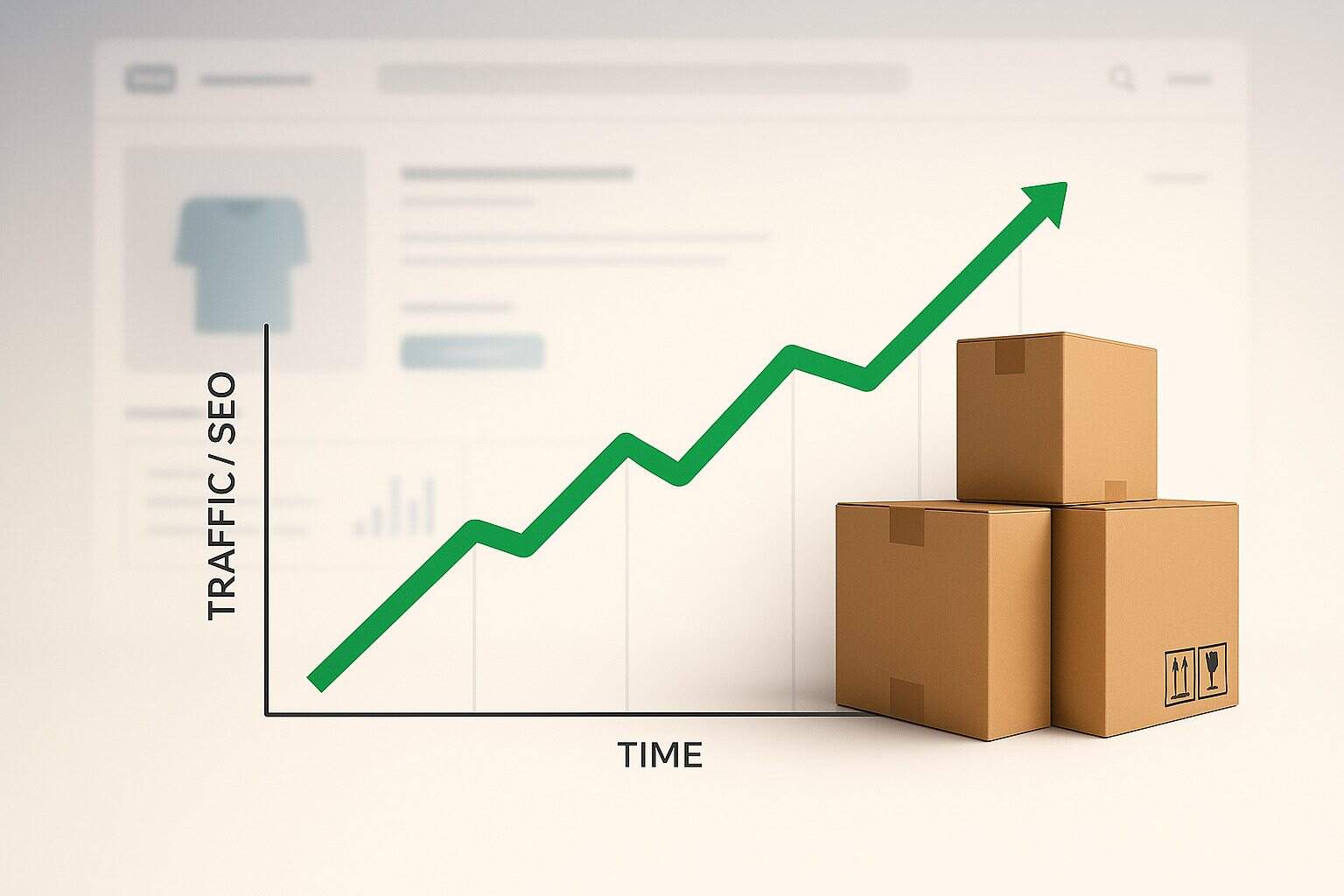 Gráfico de crecimiento SEO para una tienda online.